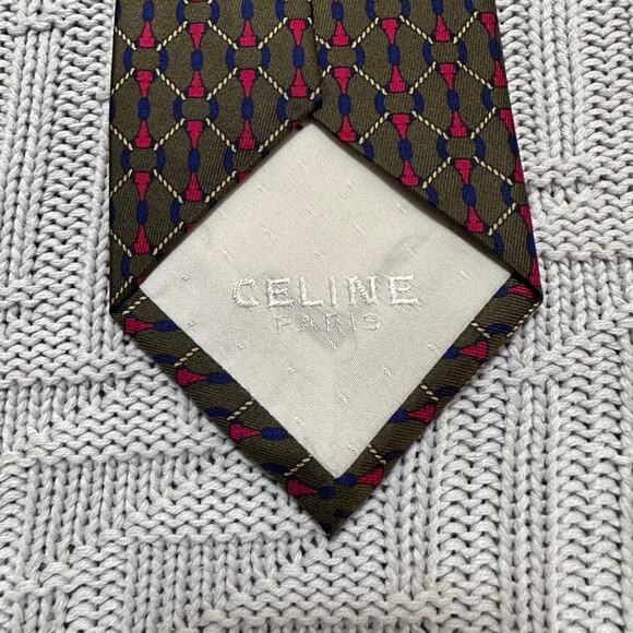 Celine brown equestrian bit motif silk tie - Picture 4 of 6